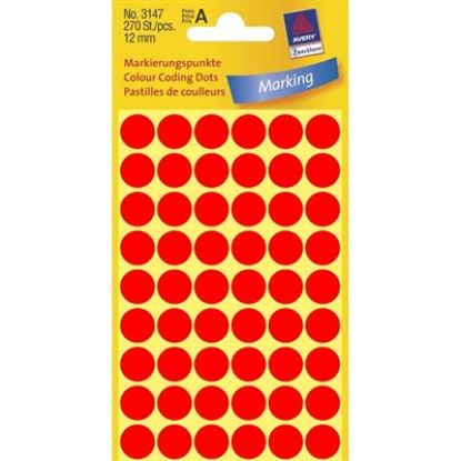Billede af Etiket Avery 3147 neon rød Ø12mm