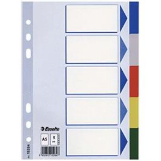 Billede af Faneblade Esselte A5 plast 5-delt
