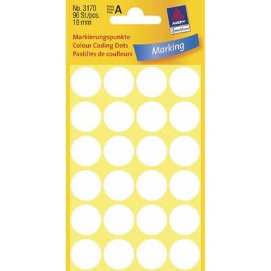 Billede af Etiket Avery 3170 hvid Ø18 mm