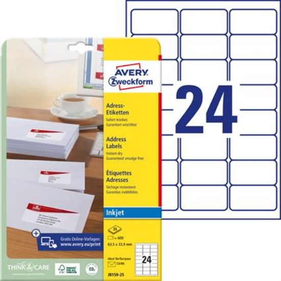 Billede af Inkjet labels Avery J8159-25