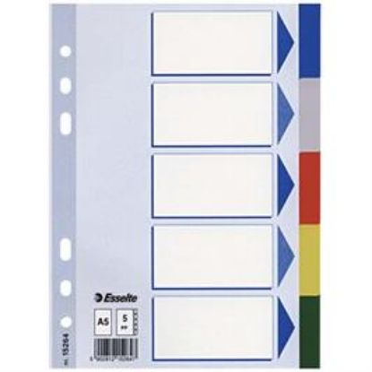 Billede af Faneblade Esselte A5 plast 5-delt