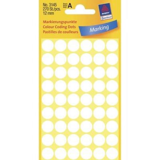 Billede af Etiket Avery 3145 hvid Ø12mm