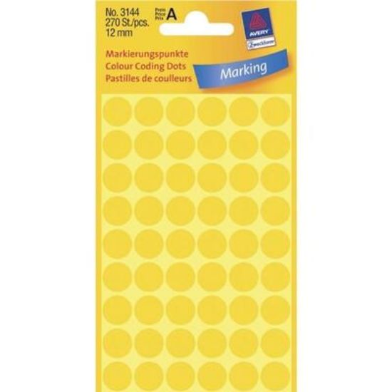 Billede af Etiket Avery 3144 gul Ø12mm