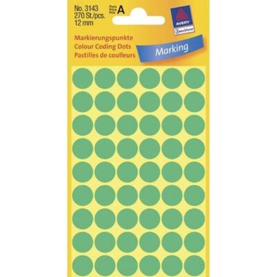 Billede af Etiket Avery 3143 grøn Ø12mm.