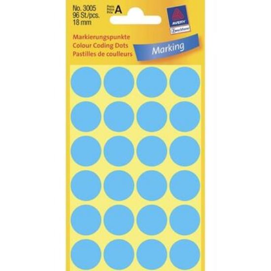 Billede af Etiket Avery 3005 blå Ø18mm